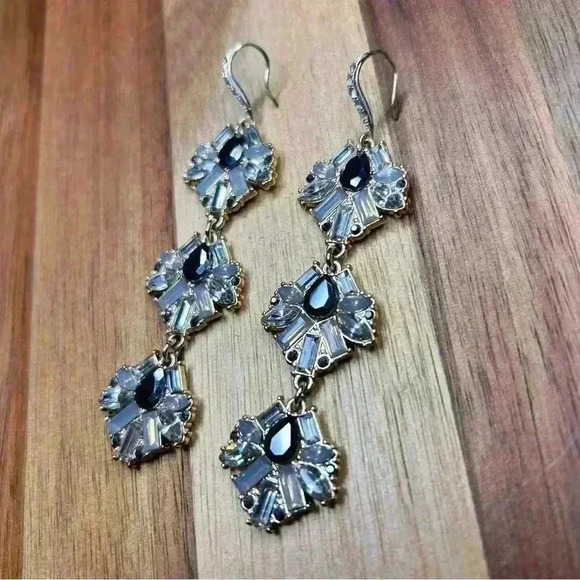 Deco Cluster, Gold Tone Drop Earrings - Picture 1 of 2
